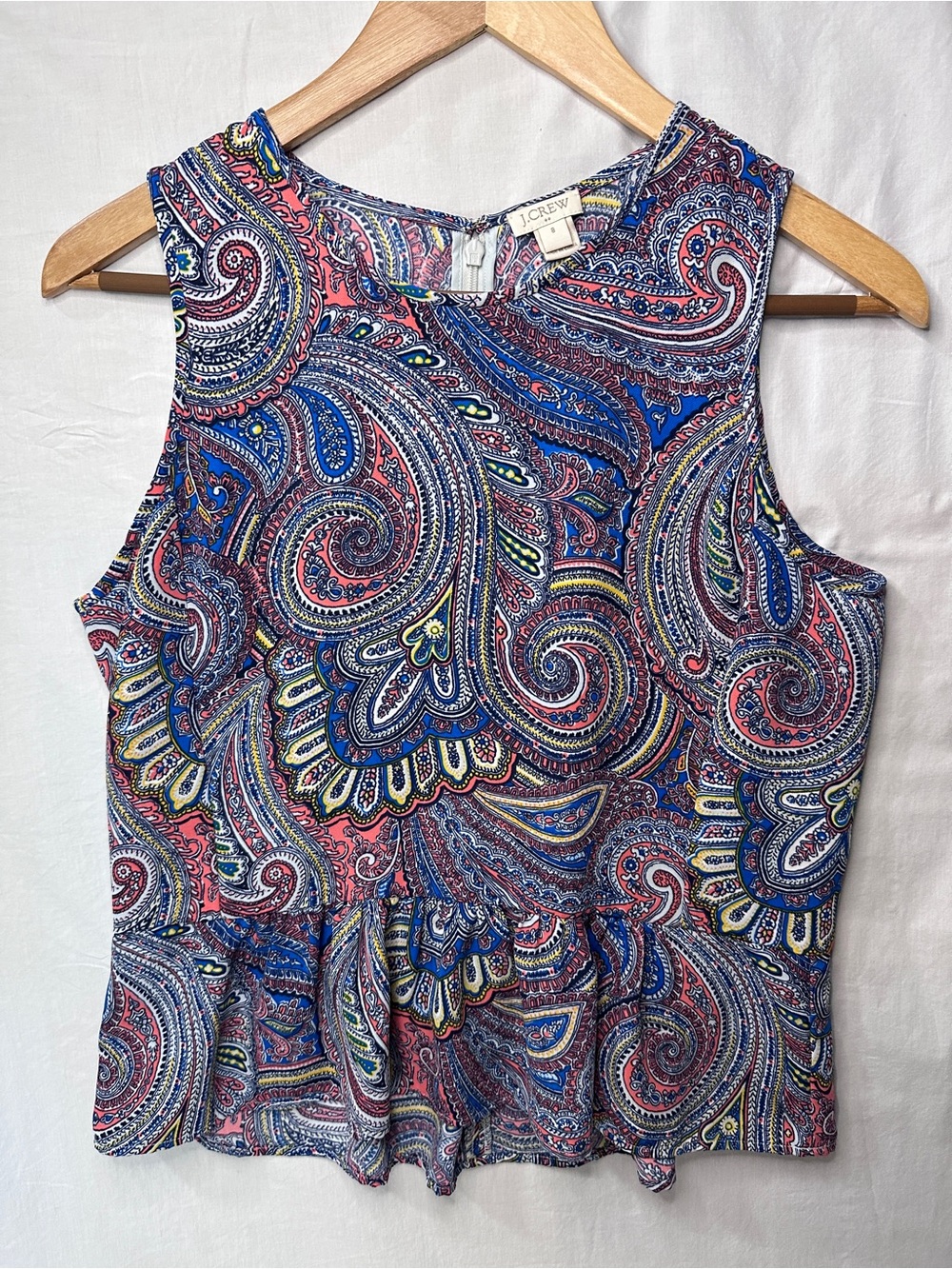 J. Crew Paisley Tank Top in Blue, Coral, Yellow